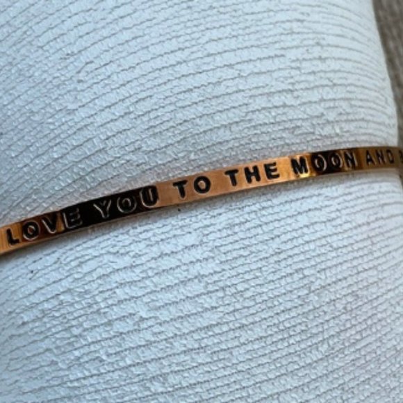 Valentine's Day Mantraband Bracelet Gold Tone "I love You To The Moon and Back" - Picture 3 of 12